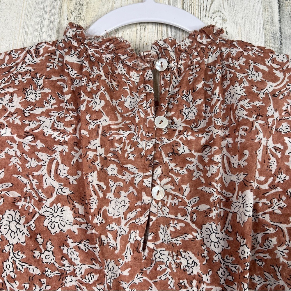 Cleobella Nasir Raja Floral Blouse Large Ruched Neck Cotton Boho Luxe Top - Picture 12 of 17